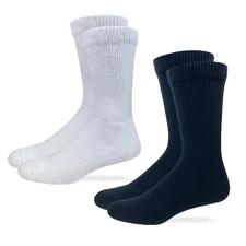 Carolina Ultimate Unisex Non-Binding Diabetic Cotton Crew Socks 2 Pair Pack