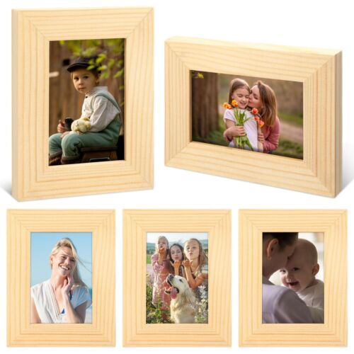 Kigley 6 Pcs 2.5 x 3.5 Inches Picture Frame Mini Rustic Picture Frames Wallet