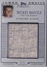 2006 Topps Sterling MICKEY MANTLE Jumbo Jersey Swatch Silver Card #d 1/1 RARE