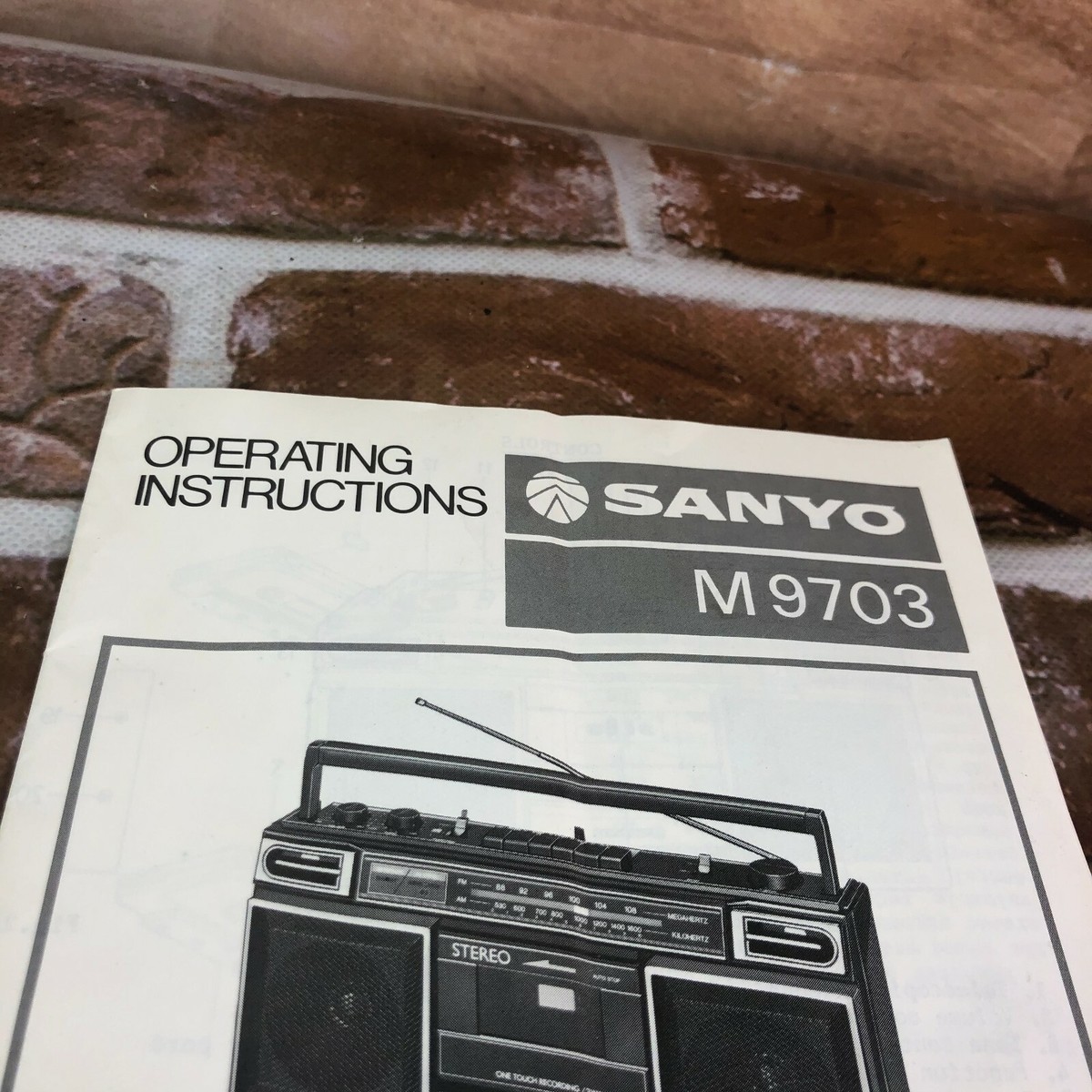 Vintage Sanyo Owners Manual M9703 AM/FM Stereo radio Cassette tape