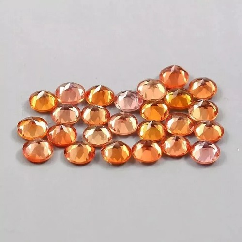 5 MM 12 Pcs Natural Ceylon Padparadscha Sapphire Loose Round Cut Gemstone Lot A+ - Picture 4 of 4
