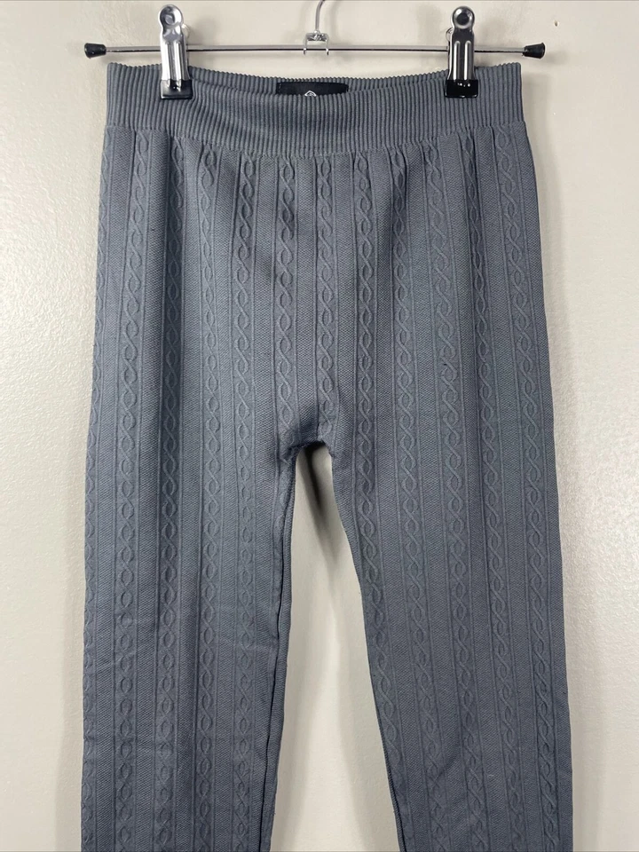 Legging Angie Mujer Pequeño Gris Tejido con Cable Cálido Foto 3 de 4