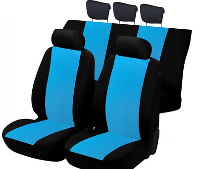 Sitzbezüge für Yaris 99/05 Baumwolle schwarz/türkis, maßgeschneidert - Made in Italy