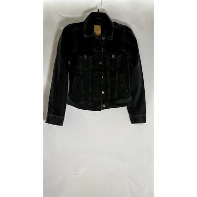 GAP Women's Black Wash puff Sleeve Denim button-Up Jacket SZ XS