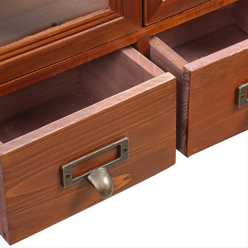 Vintage 2 Door Cupboard Wood Display Shelf Desktop with 2 Drawer Storage Cabinet - Picture 7 of 7