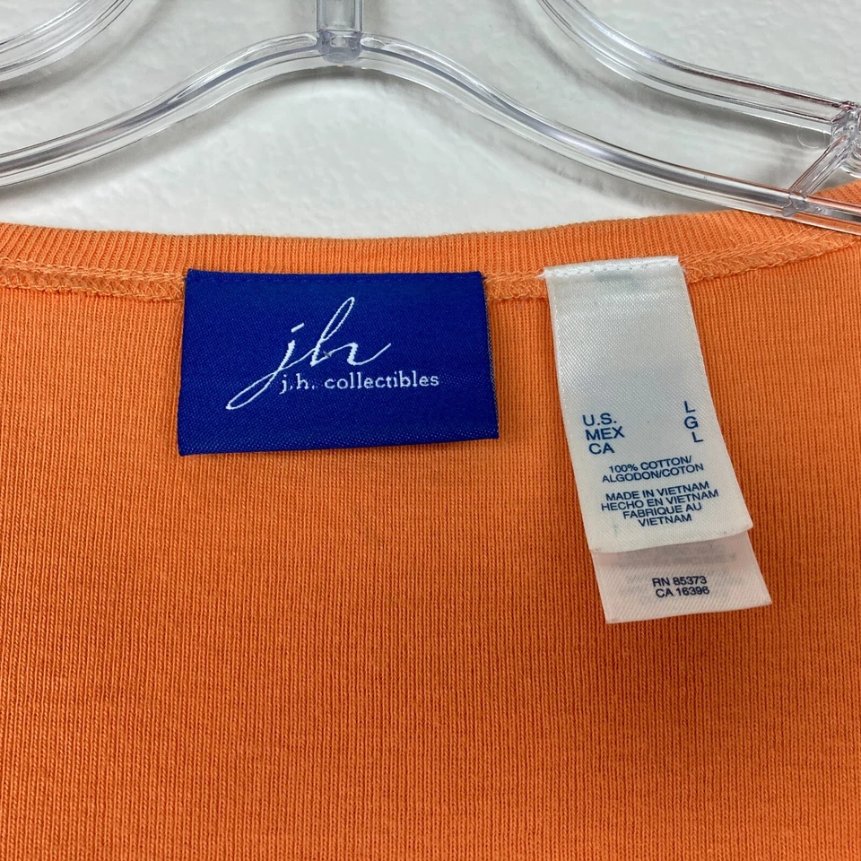 Suéter Cárdigan J. H. Collectibles Talla M-L Naranja Algodón Tejido Cuentas Botones Foto 3 de 4