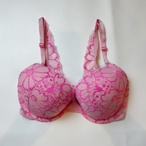 NWOT Victoria's Secret Bra 32DD Lightly Lined Demi Pink Floral Lace B1468
