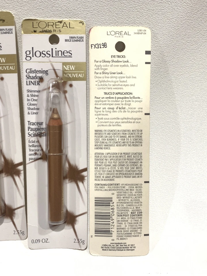 3X L'Oreal Glosslines Glistening Shadow Liner Shimmer Pencil 2 Fawn Flash,1Cocoa - Image 2 of 2