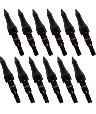 12Pcs Archery Arrow Tips 100 Grain Field Tips 5/16 Inch Black Carbon ...