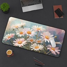 Daisy Field Mouse Pad, Floral Desk Mat, Aesthetic Mousepad, Anti Slip Desk Mat