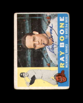 Ray Boone Signed Original 1960 Topps Milwaukee Braves Autograph