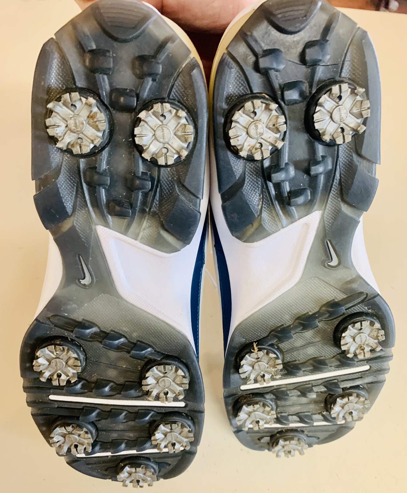 Nike Max Air Golf Shoes White Blue Athletic Spikes W… Gem