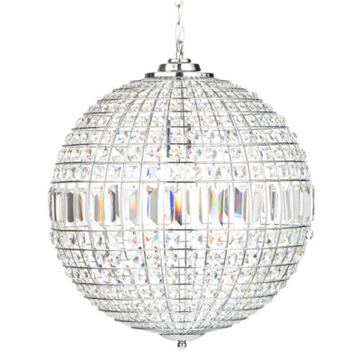 Litecraft Miley Decken-Pendelleuchte Kristalloptik Käfig 1 Leuchte - Chrom poliert   