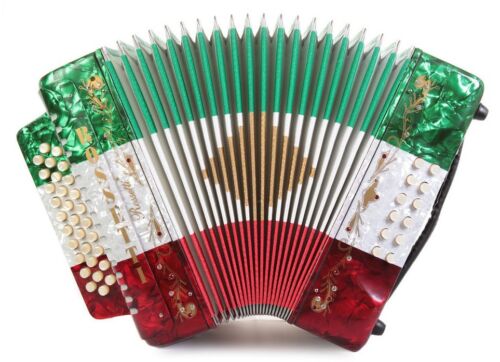 Rossetti 3112 GCF Sol 31 Button Diatonic Accordion - Red White Green + Case - Afbeelding 1 van 3