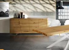 Commode 4 Ante Portable Buffet Dressoir Moderne Base Chêne Noeud Tableau