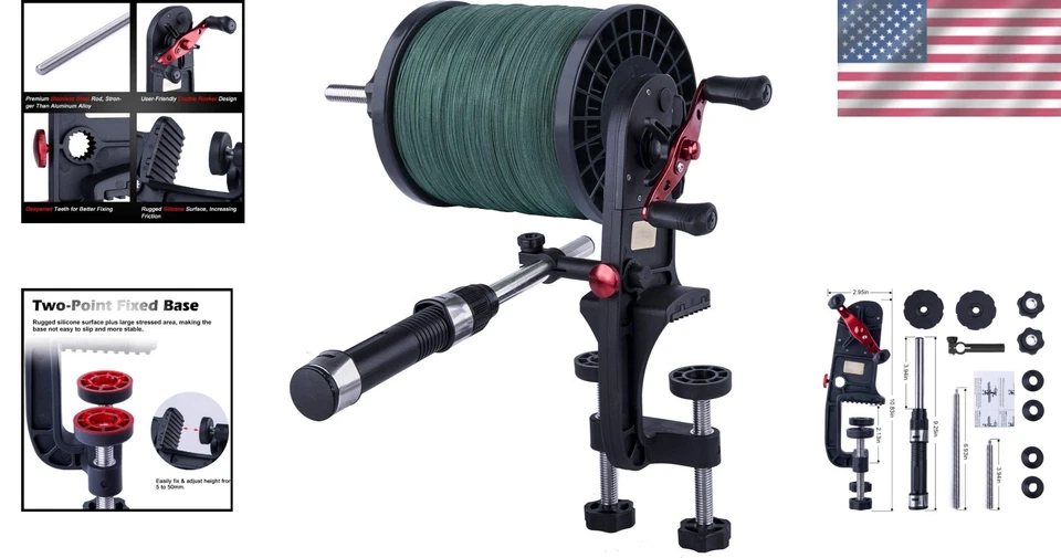 Ambidextrous Fishing Line Spooler Machine - 4:1 Gear Ratio for Easy Spooling - Image 2 of 4
