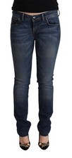Jeans DEK HER cotone blu lavato vita bassa slim fit pantaloni denim casual 28...