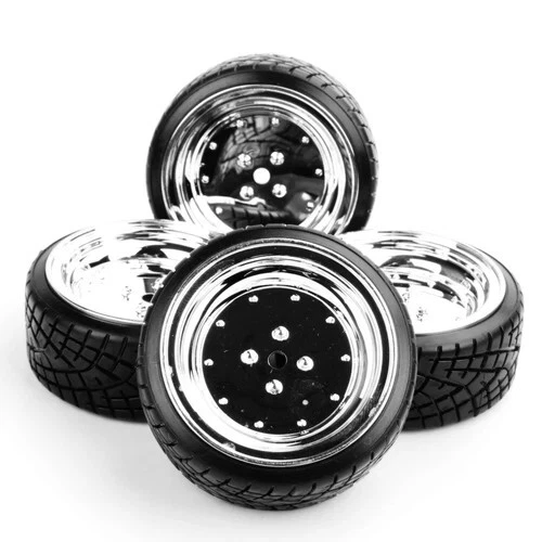 4Pcs 6mm offset Tires&Wheel Rims 12mm Hex For 1/10 HPI HSP Drift RC Car Vehicle - Image 2 of 4