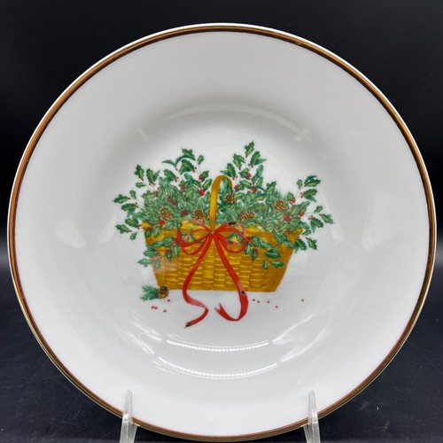 4 Nantucket Home Karen Sutphen 8" Holly Basket Soup Cereal Bowl Set Gold Gilt - Picture 5 of 8