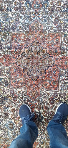 Alfombra oriental india de seda anudada a mano 4 X 6 circa años 70 - Imagen 5 de 8
