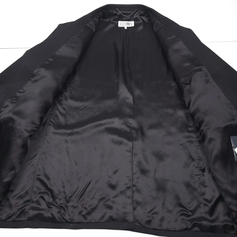 $1295 MM6 Maison Margiela Negro Sarga Traje Chaqueta De Gran Tamaño Para Hombres Talla Italia 48 Foto 4 de 4