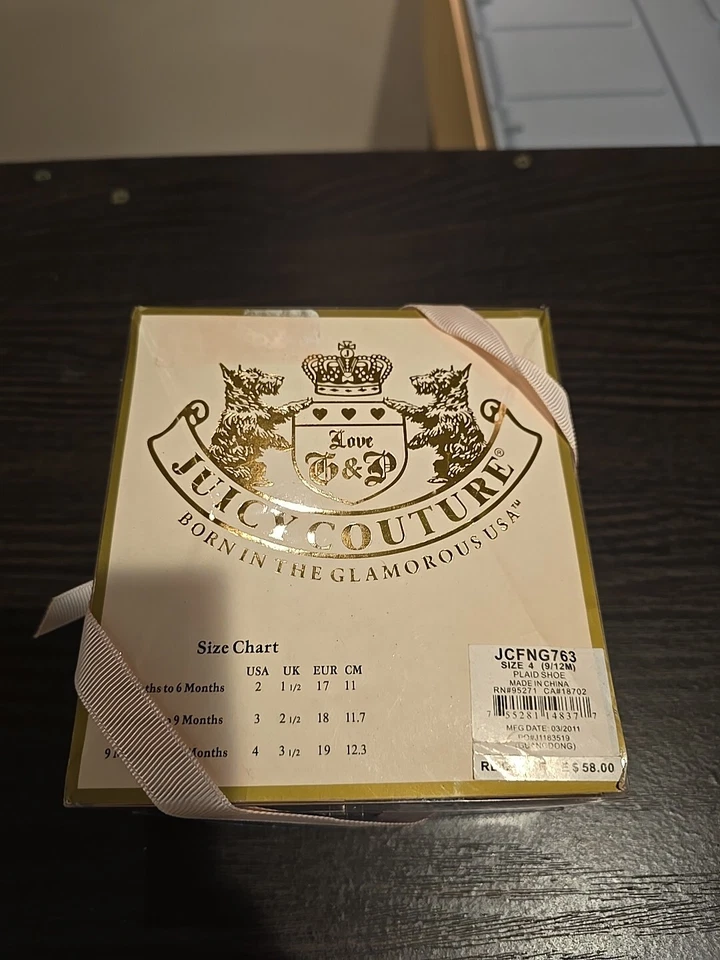 Zapato a Cuadros Juicy Couture Púrpura Negro Talla 4 Bebé 9-12 Meses Foto 2 de 4