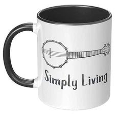 Simply Living Banjo 11oz Accent Mug, Banjo Player Gift, Banjo Lover Gift