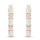 Hoop Earrings Created Opal with Natural Diamonds 14K Rose Gold Plated