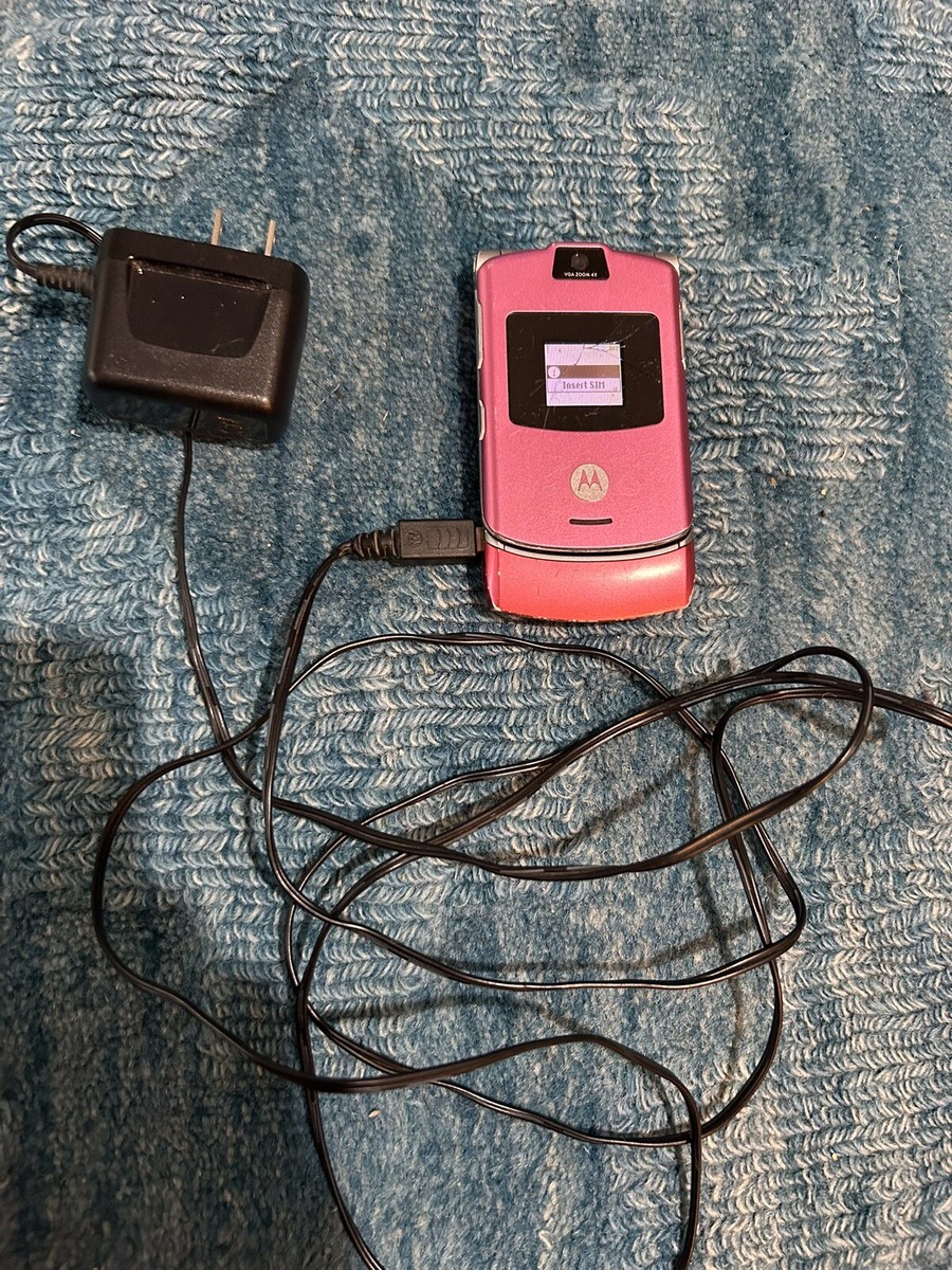 Motorola RAZR V3 - Pink and Silver ( AT&T ) Very Rare Flip Cell