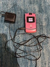 Motorola RAZR V3 - Pink and Silver  AT T  Very Rare Flip Cell Phone, Charger