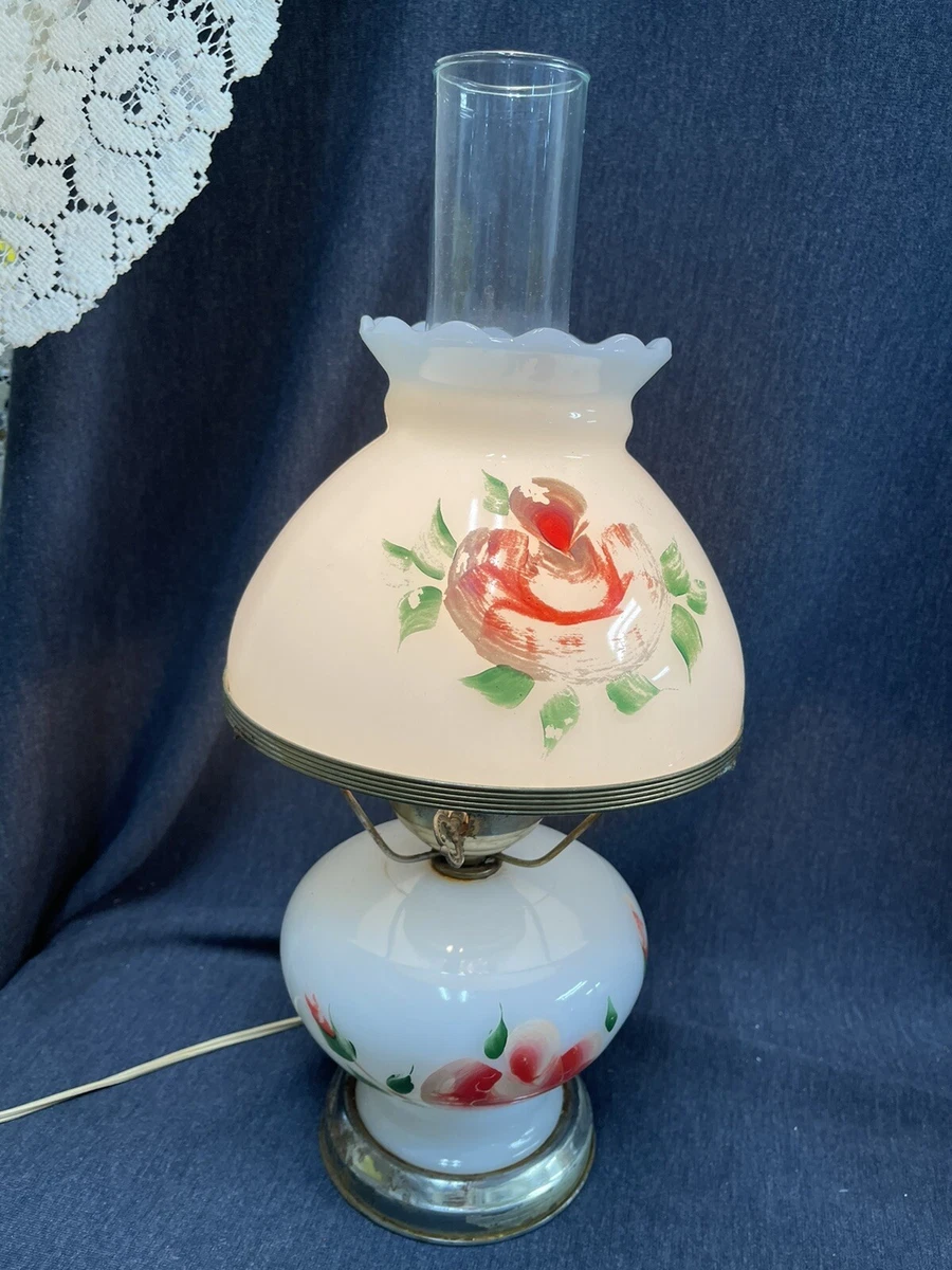 Vintage Hurricane Lamp Handpainted