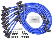 JEGS 412011 8.0mm Blue Pow r Wires Small Block Chevy Under Headers 90 degree HEI