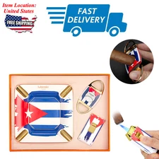 Vintage Cigar Ashtray Ceramic Ashtray Torch Cigar Lighter Cigar Cutter Gift Set