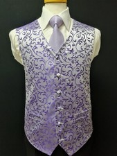 W8 Mens Purple Wedding Evening Formal Waistcoat Smart Casual Tuxedo Vest