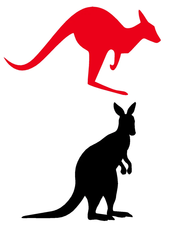 RSM-STICKERS Aufkleber Känguru Kangaroo in versch. Ausführungen u. Farben für Auto, LKW etc.