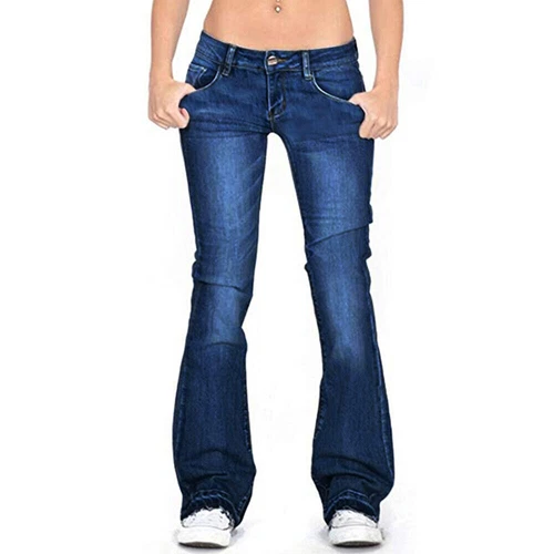 Damen Bootcut Jeans Hose Hüftjeans Schlaghose Flared Weites Bein Denim Jeanshose - Bild 17 von 22
