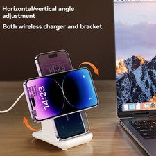 Wireless Charger with Stereo Sound Speaker 2-in-1 Desktop Cellphone Holder Stand