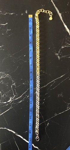 Collar de cadena de eslabones Rolo martillados gruesos de dos tonos enchapados en oro de 24 k Ben Amun EE. UU. - Imagen 7 de 11