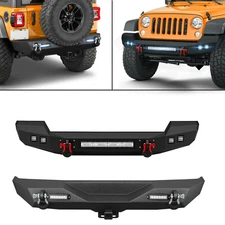 Front Or Rear Bumper For 2018-2024 Jeep Wrangler JL JLU Unlimited Off-road Black