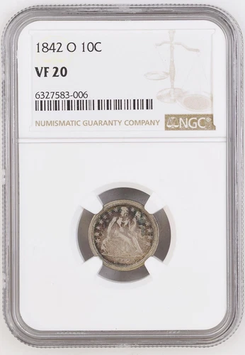 1842-O Seated Liberty Silver Dime NGC VF-20