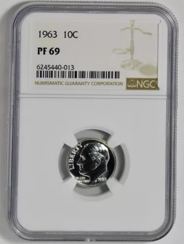 1963 Silver Roosevelt Dime HIGH GRADE! NGC Gem Proof 69
