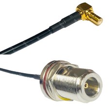 RFC100 SMB MALE ANGLE to N FEMALE BULKHEAD Coax RF Cable USA-Ship Lot
