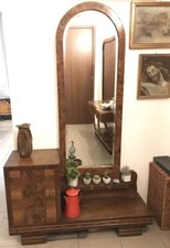 Consolle Toeletta Specchiera Art Deco Anni ‘50-60 Design Noce