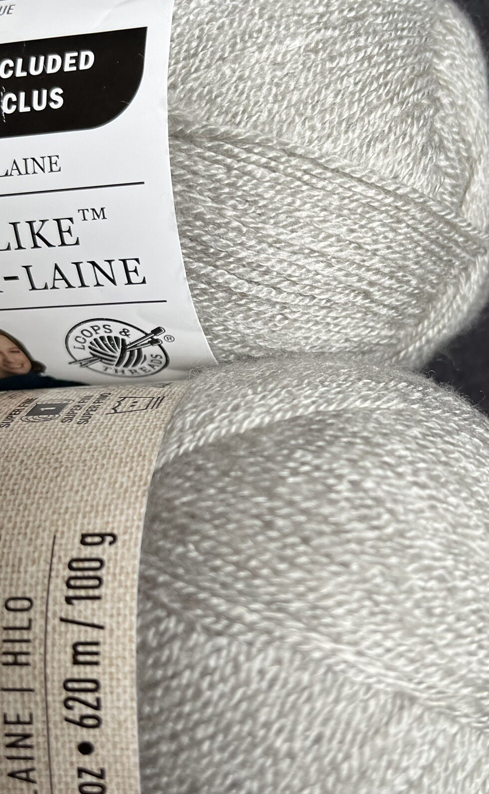 Loops and Threads WOOLIKE SIMILILAINE Yarn COOL GRAY 2, 3.5 oz & 3 oz