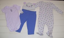 Girls Carter's 4 Pc Mouse Bodysuit Pants LS Floral Footed Sleeper Hat Outfit 6M