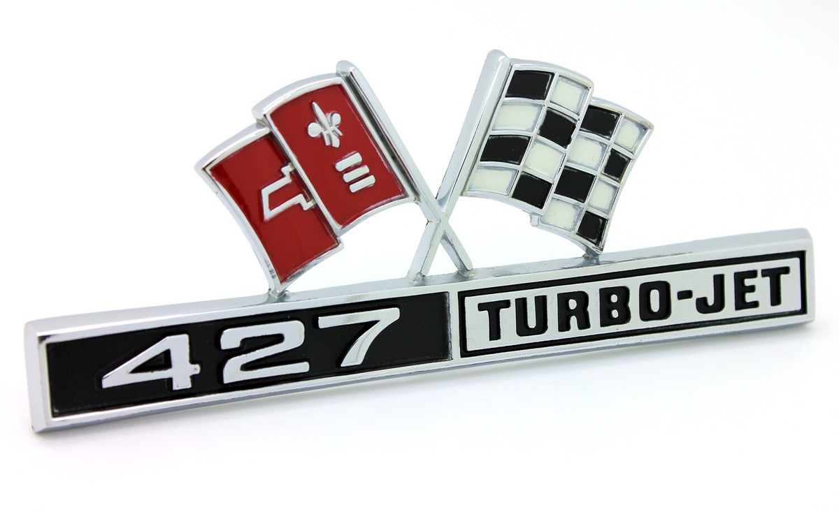 NEW 427 TURBO-JET Front Fender Emblem / For 66-67 Corvette Cross