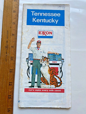 1978 EXXON Gasoline Tennessee-Kentucky Folded Road Map
