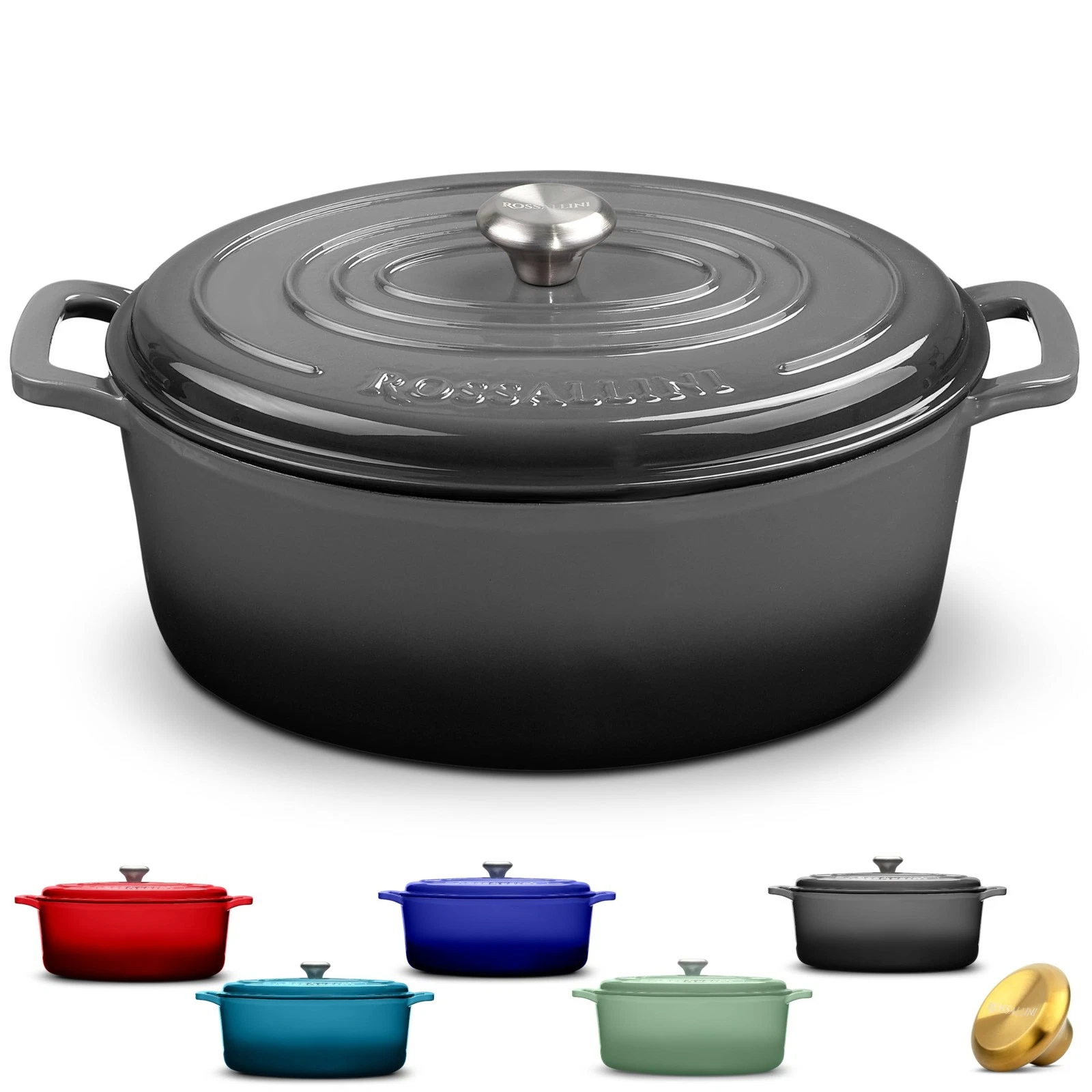 Enameled Cast Iron Dutch Oven 5 Quart Non-Stick Pot with Tight Fitting Lid