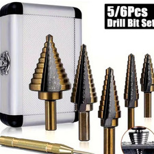 5 Pcs Step Drill Bits Automatic Center Punch 50 Sizes for Metal Wood Plastic