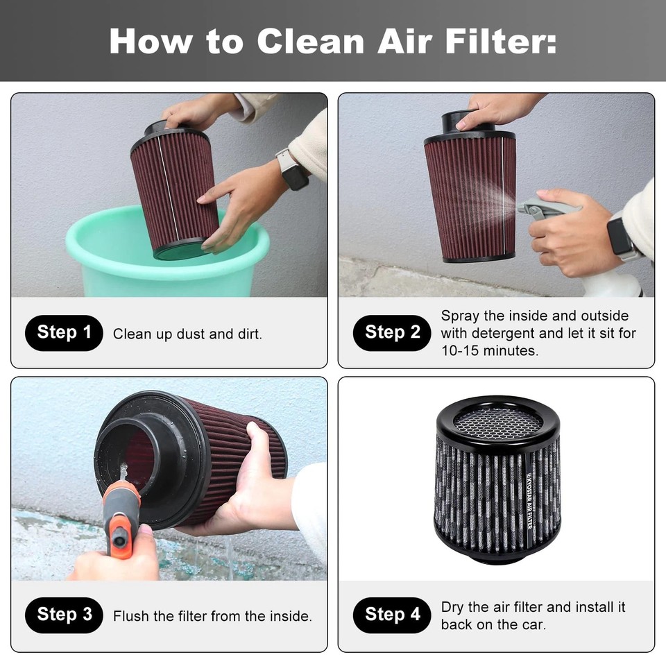1pcs 3 Inch 76mm High Flow Inlet Cold Air Intake Dry Filter Cone ...